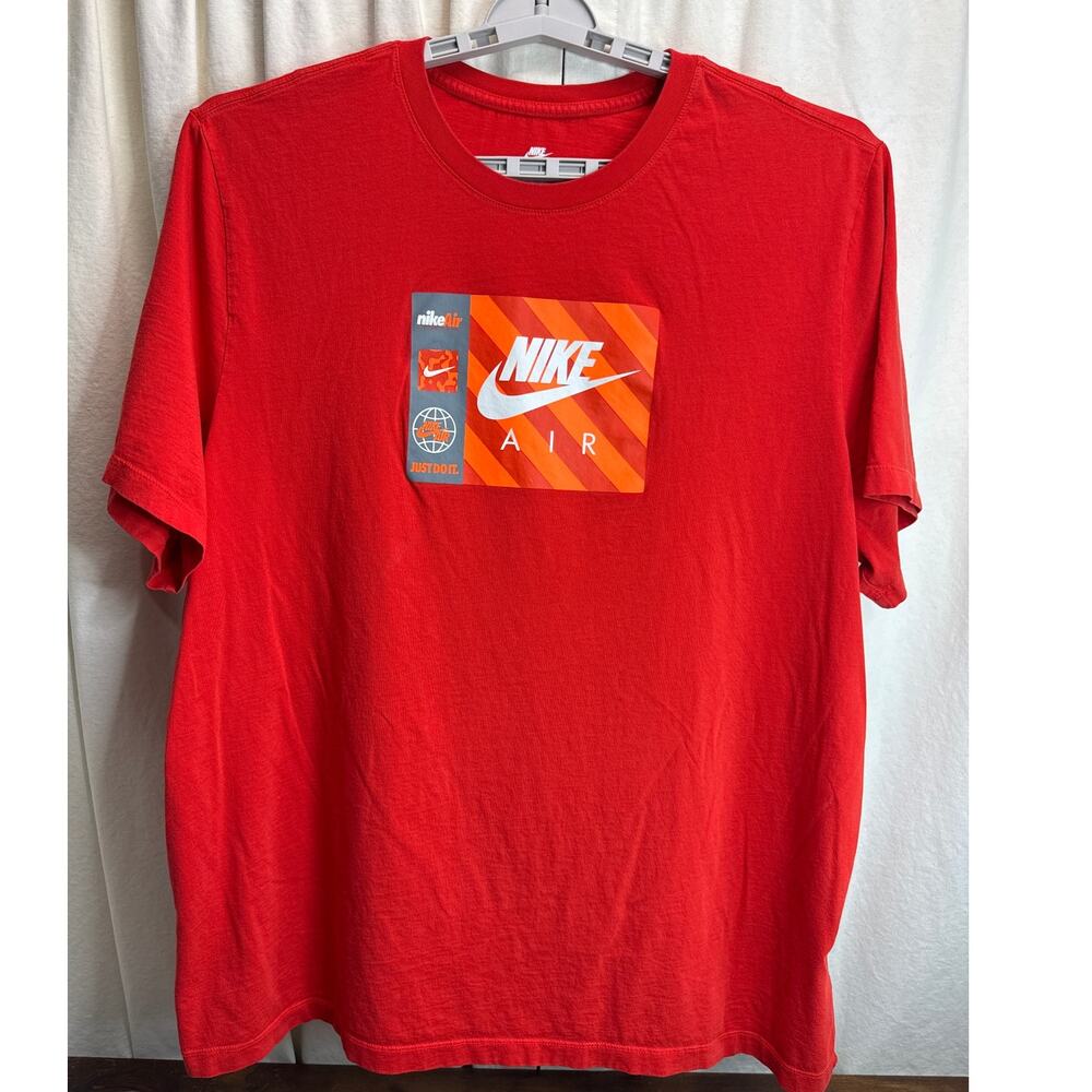 Nike Air Cotton Crewneck Sportswear T-Shirt Graphic Logo Red Men's Size 3XL-T
